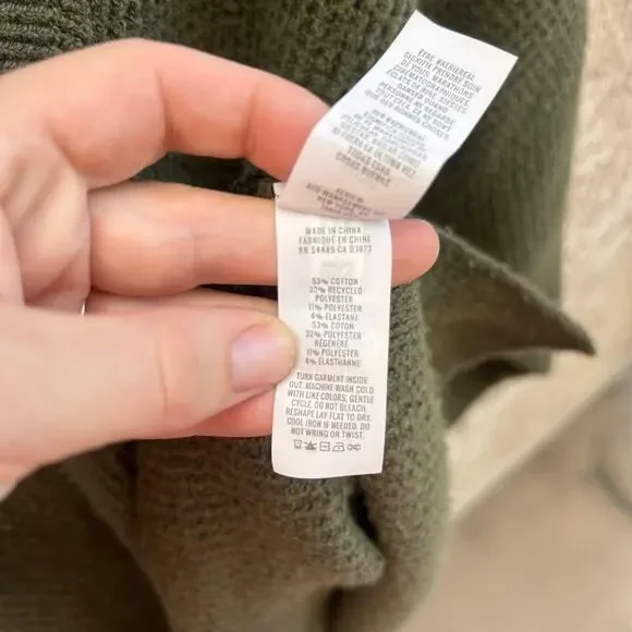 Aerie CozyUp Waffle Knit Polo Sweater Olive Green Size XL - Picture 7 of 7